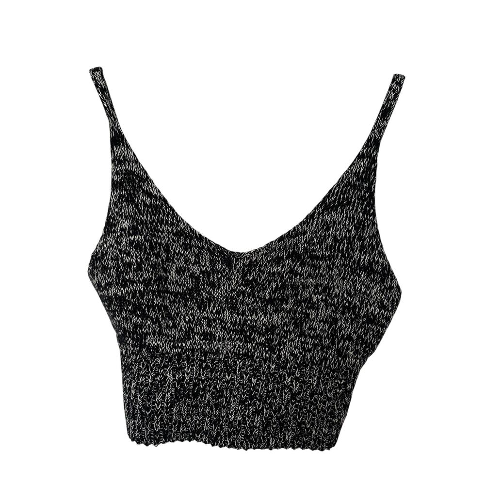 Pins and Needles (L) Black/White Knit Tank Cropped Beachy Boho Layering Tank